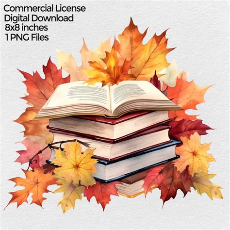 Fall Books With Leaves Png Clipart, Autumn Booklover Png Images ...