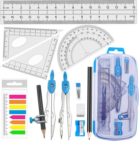 Amazon.com : Maths Set - Geometry Compasses Set 8pcs School Protractor ...