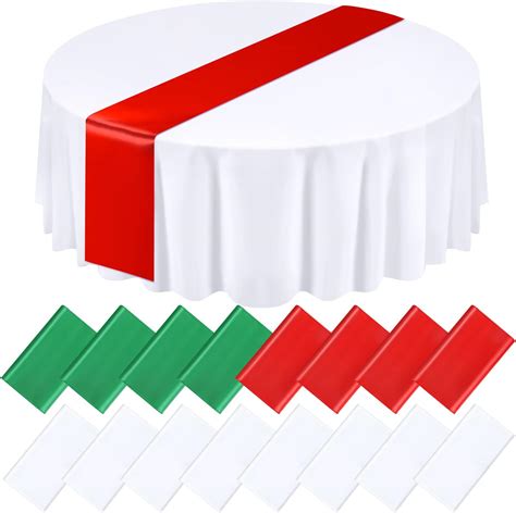 Amazon.com: Tudomro 16 Pcs Round Plastic Tablecloth and 12 x 108 Satin ...