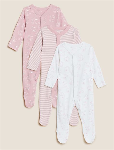 Buy 3pk Pure Cotton Printed Sleepsuits (5lbs-3 Yrs) at Marks & Spencer