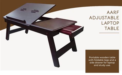 aaRF Wooden Laptop Table Adjustable Foldable Legs Multi-Function ...