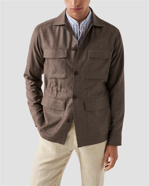 Dark blue Soft Twill Band Collar Shirt - Eton