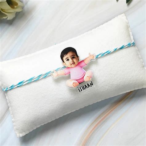 Buy Photo Personalized Reusable Caricature 1St Rakhi For Baby Acrylic ...