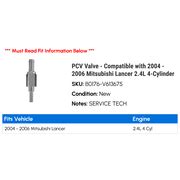 PCV Valve - Compatible with 2004 - 2006 Mitsubishi | Ubuy India