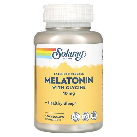 SOLARAY Melatonin 10mg with Glycine, Extended Release, Sleep Support, 100 VegCaps - Walmart.com