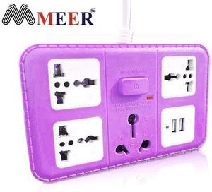 Meer Extension Cord with 2 USB Charging Ports and 4 Socket + 1 Master ...