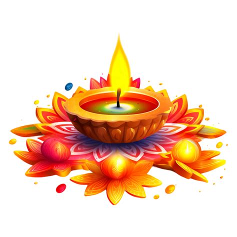 Diya Clipart PNG Images, Diya Colorful Rangoli Diwali Diya Festivals In ...