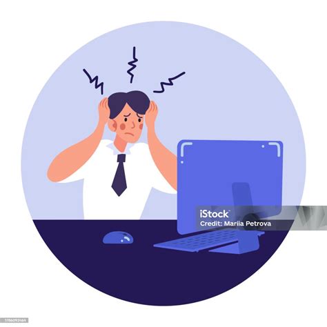 Confused Male Worker Sitting At The Office Desk Frustrated Man Employee ...