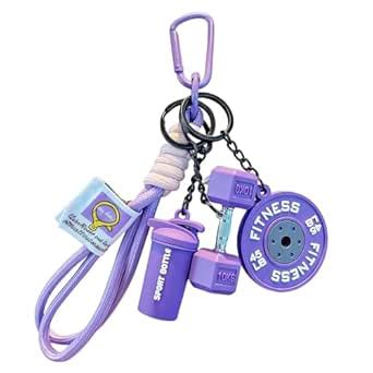 Pmeixcy Kettlebell Dumbbell Keychain, Silicone Keyring with Metal ...