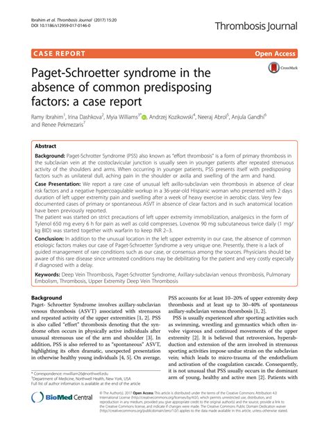 SOLUTION: Paget schroetter syndrome in the absence of common ...