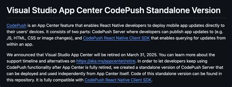 App Center Code Push 的图像结果