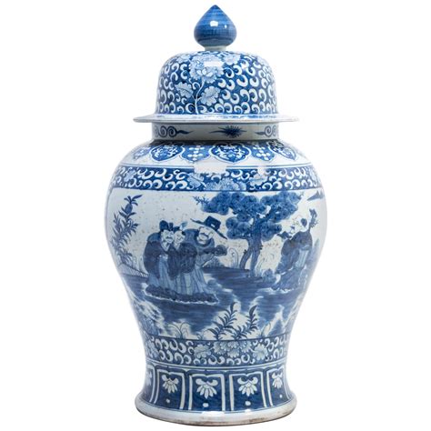 Pair of Maitland Smith Blue and White Chinese Porcelain Ginger Jars For ...