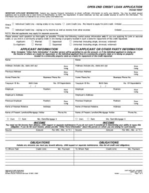 Fillable Online OPEN-END CREDIT LOAN APPLICATION - nasbank.com Fax ...