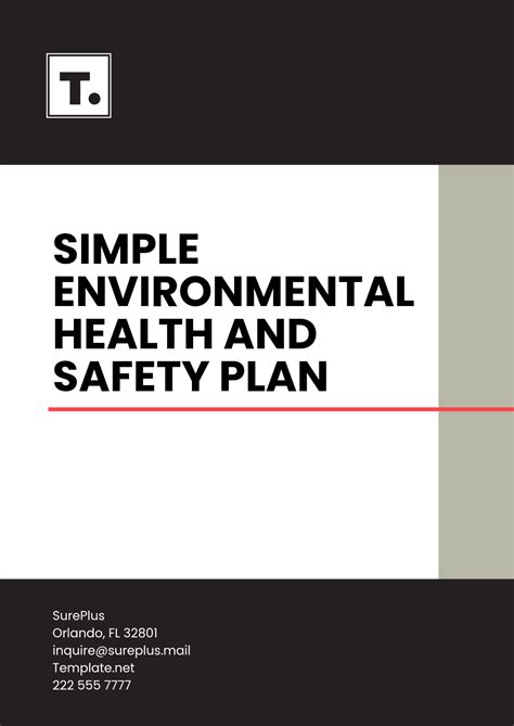 Free Simple Environmental Health and Safety Plan Template to Edit Online