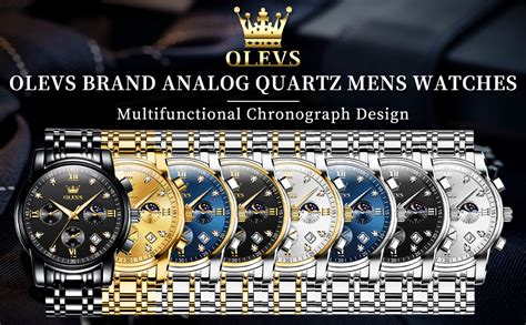 Buy OLEVS Mens Watches Chronograph Black Quartz Diamond Date Calendar ...