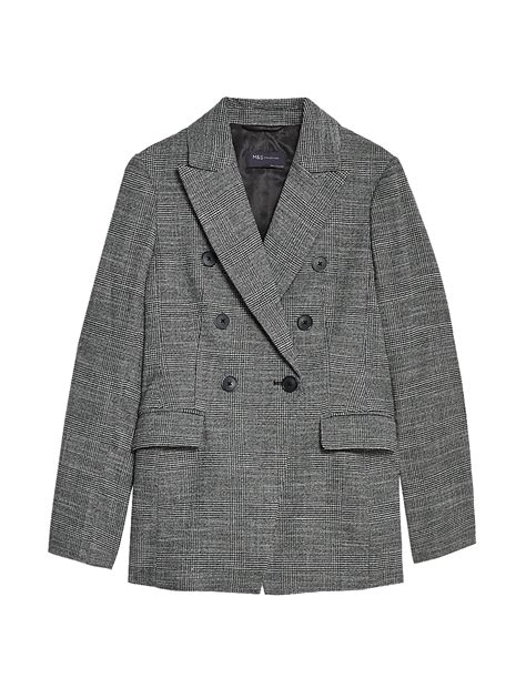 Buy Tailored Checked Double Breasted Blazer at Marks & Spencer