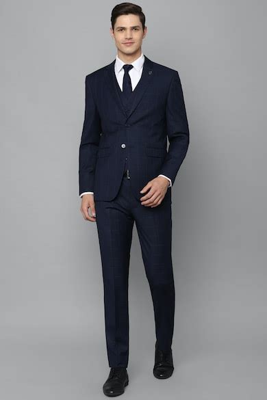 Buy Men Navy Slim Fit Check Formal Three Piece Suit Online - 700011 ...