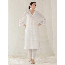 Buy White Printed Cotton Kurta with Slip and Pants- Set of 2 | PCE05 ...