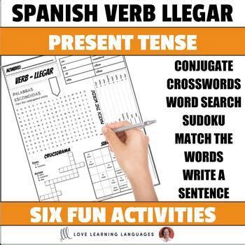 Spanish Verb LLEGAR Worksheet Present Tense - 6 Activities - One Page ...