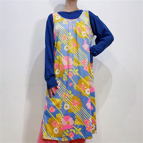 60s sax blue flower printed sleeveless dress【921】 | LEMON