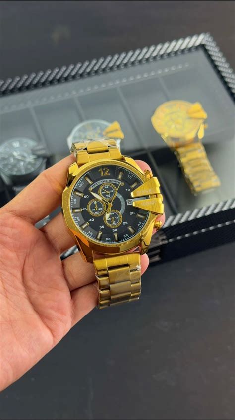 DIESAL 10 BAR JAPNESE QUALITY HEAVY GOLD BLACK WATCH – SB WATCHES