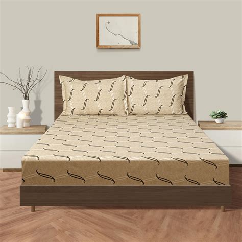 Buy SWAYAM Zinnia Cotton 250TC Printed 3Pcs Queen Bedsheet Set from ...