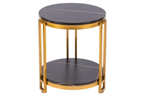 Faux Black Marble & Gold End Table – Big Top Entertainment