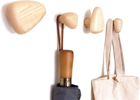 Buy Cosymple Pebble Wood Wall Hooks, Wall Mounted Handmade Natural Coat ...