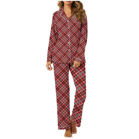 Charella Flannel Pajamas for Women Button Front Shirt and Pant ...