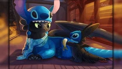 Lilo And Stitch Dragon Toothless How To Train Your Dragon Poster Paper ...
