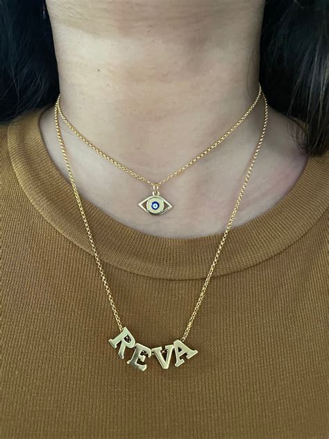 Double Layered Evil Eye Name Necklace – Digital Dress Room