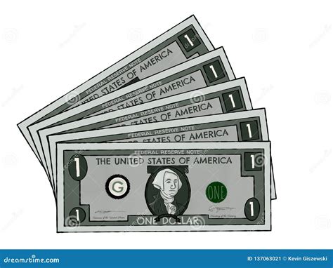 Drawing of US Dollar Bills stock illustration. Illustration of ...