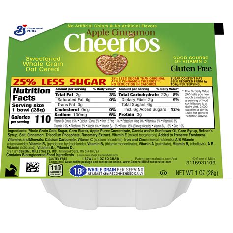Cheerios Nutrition Label