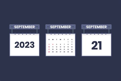 21 September 2023 calendar icon for schedule, appointment, important ...