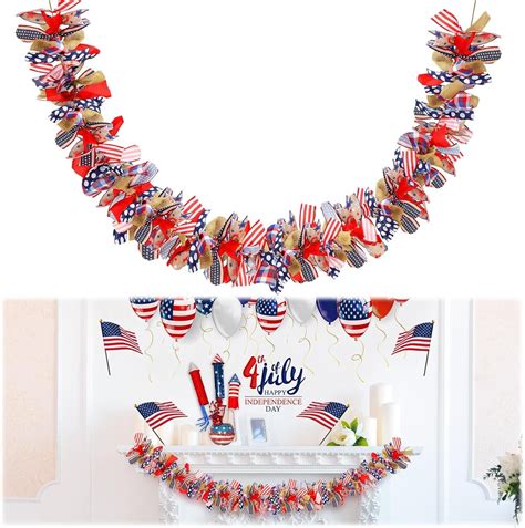 Patriotic Garland 4th of July Garland Red White Blue Decorations ...