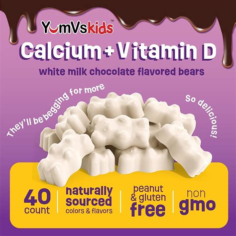 Buy Yum-V's - Kids Calcium Chews with Vitamin D White Chocolate Bears ...