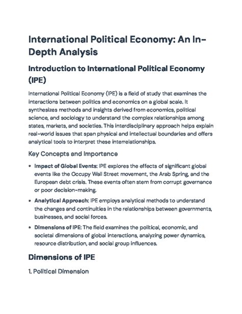International Political Economy (IPE): Concepts and Analytical Tools - International Political ... - introduction to international political economy