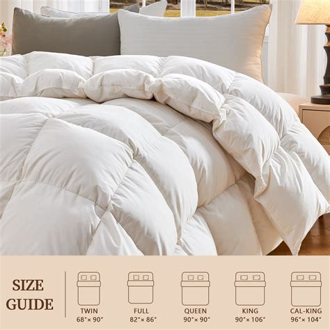 Goose Feather Down Comforter Queen Size, Soft 100% Organic Cotton ...