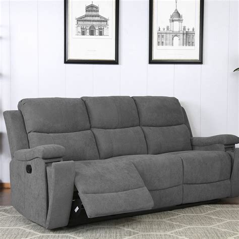 Ledbury 3 Seater Dark Grey Fabric Manual Recliner Sofa | Wilko