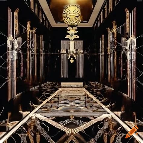 A simple and clean ancient egyptian art deco room interior with plain ...