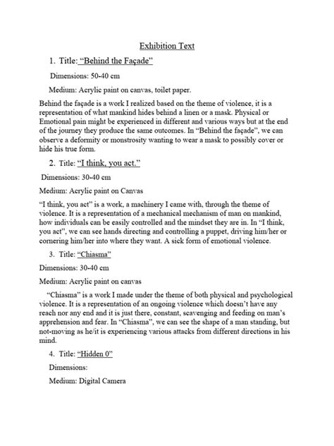 Image result for Exhibition Text Sample