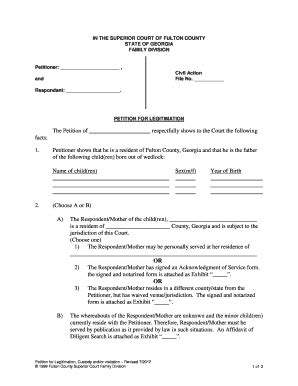 PETITION FOR LEGITIMATION - Fill and Sign Printable Template Online
