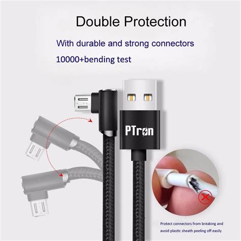 PTron Solero Lite 2A Data Cable L Shape Charging Cable For Android Sma ...