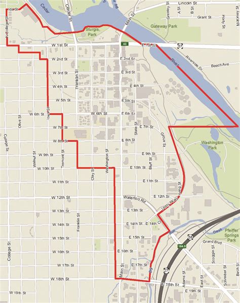 Mapa De Cedar Rapids, Iowa Falls Cedar Falls, Iowa Map