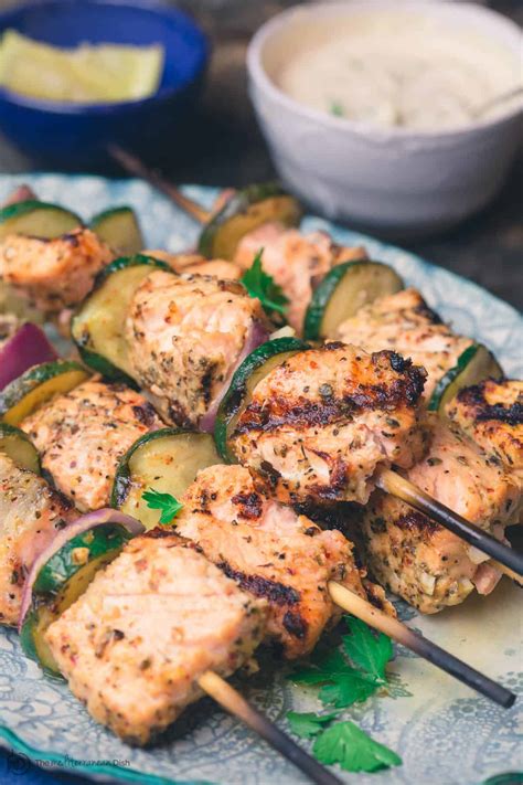 Mediterranean Salmon Kabobs - The Mediterranean Dish