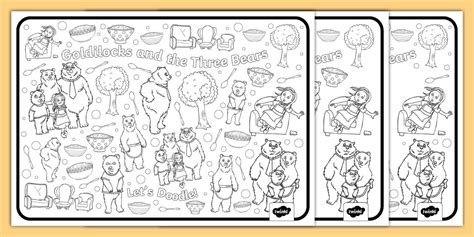 Goldilocks and the Three Bears Doodle Colouring Pages