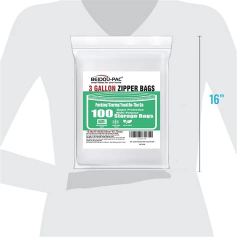 BEIDOU-PAC 3 Gallon Large Plastic Bags with Zipper Top, | 100 India | Ubuy