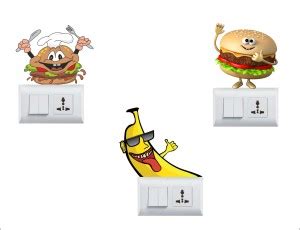 Impression Wall 12 cm Funny Foods Switchboard Sticker Self Adhesive ...