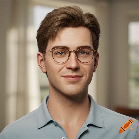 28 year old white man with glasses, photorealistic picture on Craiyon
