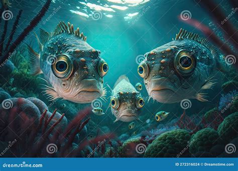 Four-Eyed Fish Underwater Lush Nature by Generative AI Stock ...